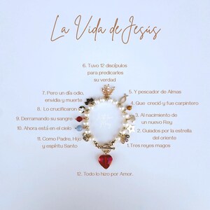 Handmade Life of Jesus Charm Bracelet: Freshwater Pearls & Gold Accents image 2