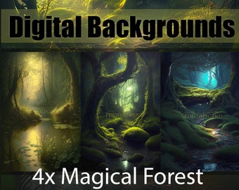 Digital background 4x Magical Forest PNG
