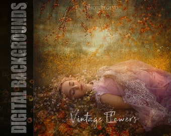 10 Digital Floral Backgrounds " Vintage Flowers "