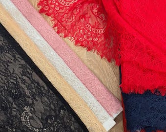 Ivory Lace Fabric by the Yard, Soft Stretch Bridal Lace for Wedding Dress, Veil, Lingerie, Couture Gown Making, lace embroidery