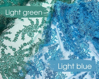 Grüne Spitze Handgefertigte Luxus 3D fabriс Grüne Hochzeit Guipure-Spitze Stickerei Stoff Blaue Guipure-Spitze Stoff Hochzeit Spitze