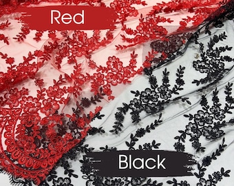 91,4 Cm Langer Florale Spitzenstickerei-Guinpure-Stoff In Rot – Perfekt Für Brautkleider & DIY-Projekte