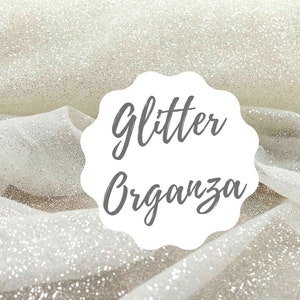 Glitter fabric by the yard Ivory glued glitter lace fabric White Shimmer Fabric Glitter fabric by roll Wedding fabric by yard Bridal tulle