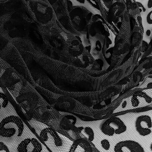 Weicher Tüllstoff Leopardenstoff Schwarzer Tüll mit Leopardenmuster Tüllstoff Rohware Weicher Tüllstoff Leopardenmuster Black Velvet Tüll Massenware