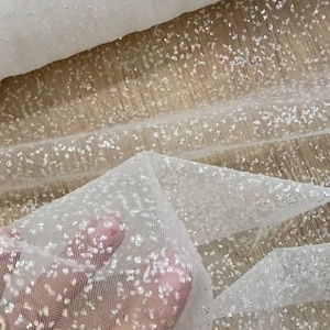 Shimmer Glitter Tulle Fabric 3.2 Yards Width, White Glitter Fabric ...