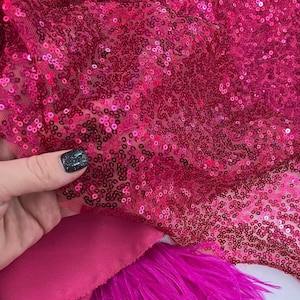 Fuchsia Sequin Fabric Glitters Sequins Fabric Full Sequin on Mesh Fabric Sequins Fabric by the Yard Fabrics by meter Sparkle Fabrics by yard