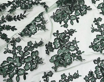 Dunkelgrüne Spitze Handgefertigte Luxus 3D Stoff Grüne Hochzeit Guipure-Spitze Stickerei Stoff Rosa Guipure-Spitze Stoff Hochzeit Spitze