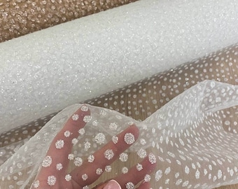 Ivory Glitter fabric Boom by yard Gold glued glitter lace fabric Beige Shimmer Fabric Glitter fabric Wedding fabric Glitter for bridal dress