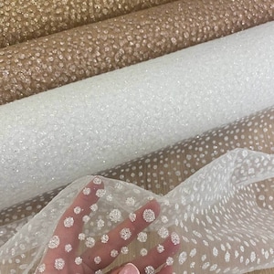 Ivory Glitter fabric Boom by yard Gold glued glitter lace fabric Beige Shimmer Fabric Glitter fabric Wedding fabric Glitter for bridal dress