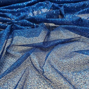Blue Glitter Sand Lace Fabric by Yard, Shiny Shimmer Tulle, Glued Glitter Mesh, Wedding Dress Fabric, Party Decor Fabric, Fabric by Roll