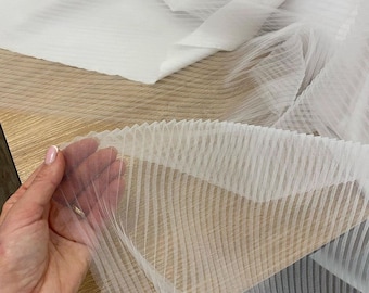 Tejido de tul plisado para boda Tejido de malla de tul plisado Tejido de tul plisado color marfil cortado a medida Tejido de tul plisado color marfil para vestido de novia