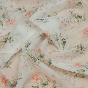 Organza floral pattern fabric Organza lace fabric Flowers Organza Fabric Wedding dress fabric Sheer Shiny Organza fabric