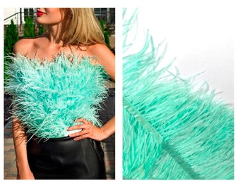 Mint Feather Ostrich feathers Mint Green Feather trim Craft feathers Color feathers Mint feathers Dress feather Ostrich trim Mint feathers