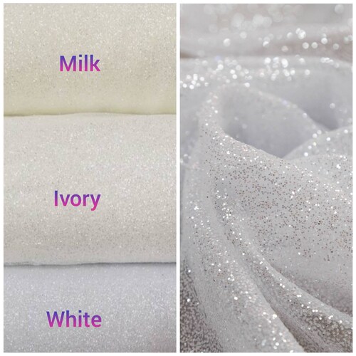 Sparkle Glitter Fabric by Yard Ivory Glued Glitter Lace Etsy