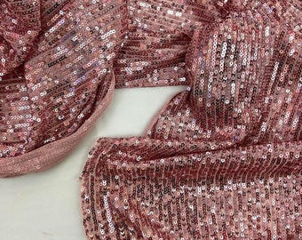 BLUSH Stretch Sequins Fabric Glitters Sequins Fabric Full Sequins on Mesh Fabric Sequins by the Yard Fabrics by meter Shimmer Sequin Fabric