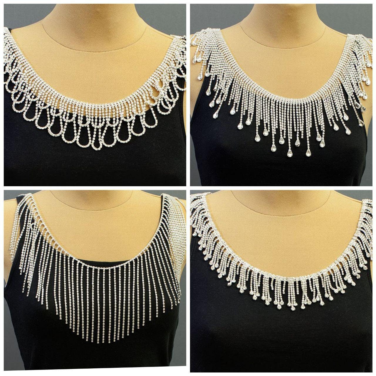 Rhinestone Trim Long Fringe Long Rhinestone Fringe Fringe Trimming by the  Yard Rhinestone Chain Wedding Decoration 