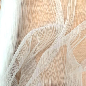 Tul plisado blanco para bodas Tela de malla de tul plisado Marfil Tela de tul plisado cortada a medida Tul plisado marfil Tela para vestido de novia