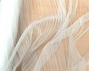 White wedding pleated tulle Pleated tulle mesh fabric Ivory Pleated tulle fabric by the yard Ivory pleated tulle Wedding dress fabric