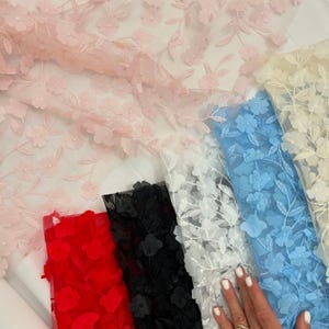 3D lace Guipure floral fabric 3D wedding guipure Lace fabric flowers 3D guipure lace fabric Blue Wedding fabric