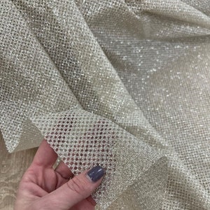 Beige Glitter fabric Beige glued glitter lace fabric Beige Shimmer Fabric Glitter fabric by roll Wedding dress fabirc Bridal glitter tulle
