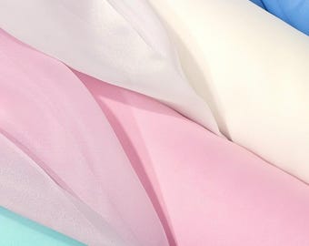 Pastel Colors Crystal Organza Fabric by the Yard, Lightweight Sheer Organza Fabric For dresses, Pink Organza fabric by the yard
