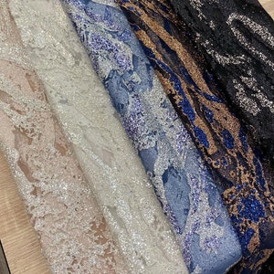 Gold Blue Glitter fabric by the yard Black glitter fabric Gold Glitter Fabric Light Blue Glitter fabric by the roll Wedding dress fabric
