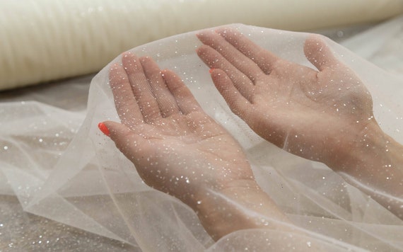glitter tulle fabric for wedding dress Ivory Glitter Tulle