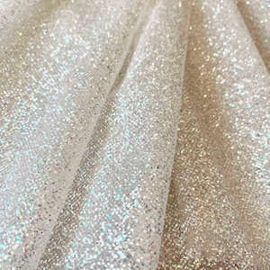 Glitter fabric by the yard Caramel glued glitter lace fabric White Shimmer Fabric Glitter fabric by roll Wedding fabric by yard Bridal tulle