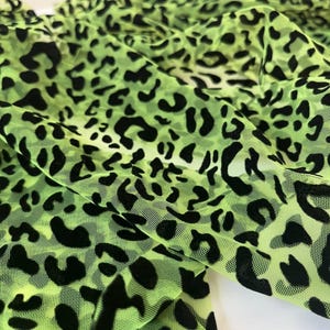 Neon Grün Soft Tüll Leoparden Stoff Schwarz Leoparden Muster Tüll Tüll Stoff Schüttgut Tüll Stoff mit Leoparden Muster Black Velvet Tulle