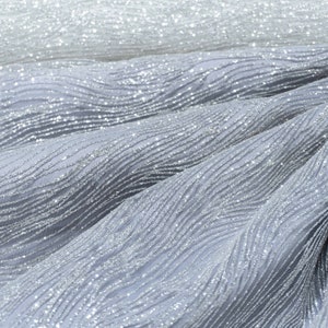 Sparkle fabric Waves Ivory shining glitter Wedding lace fabric White Glitter Fabric by yard Wedding tulle fabric  Bridal tulle