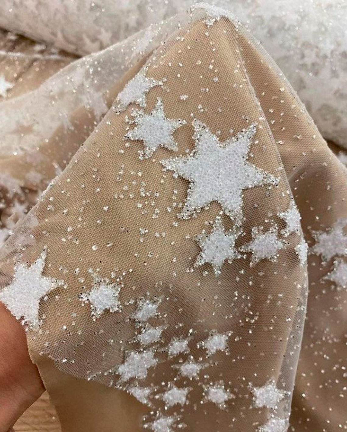 Ivory Glitter Tulle Shining