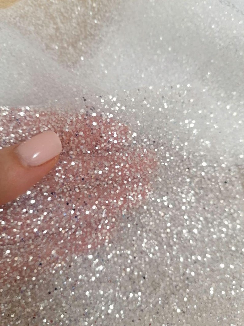 Glitter Fabric by the Yard White Glued Glitter Lace Fabric Etsy