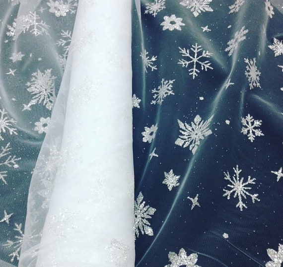 Mesh Ribbon Fabric Tulle Glitter Silver Christmas White Snowball Decorated Snow Poly Tule Fabrics Rolls, Adult Unisex, Size: 1600x15x0.1cm
