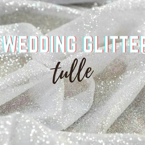 Glitter fabric by the yard - White glued glitter lace fabric - White Glitter Fabric - Glitter fabric by the roll - Wedding fabric