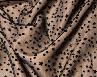 Black Tulle stars Flock tulle fabric with stars Black tulle stars Blue tutu fabric black stars lace by yard supplier Black tulle velvet star