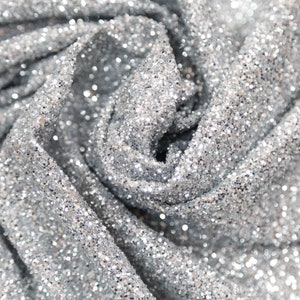 Silver Glitter fabric Wedding dress fabric Silver glued glitter Shining fabric Silver Glitter Fabric Glitter fabric by roll Wedding fabric