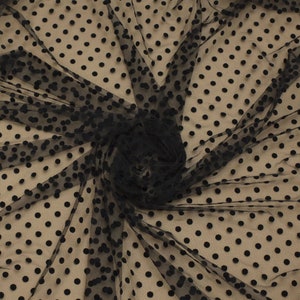 Polka dot tulle fabric - Tulle fabric - Ivory tulle - Tulle fabric by yard - Soft tulle fabric with velvet dots - Velvet dots tulle
