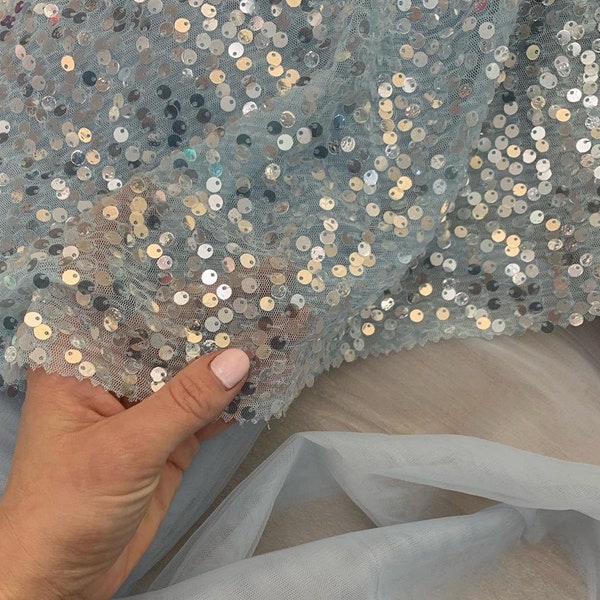 Sequins Fabric Glitters Sequins Fabric Full Sequins on Mesh Fabric Sequins Fabric per yard Tissus par le mètre Shimmer Sequin Fabric