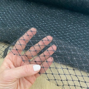 Black glitter rhombus tulle fabric Black glitter Tulle fabric Sparkling tulle Rhombus Tulle fabric Black tulle fabric with glitter rhombus