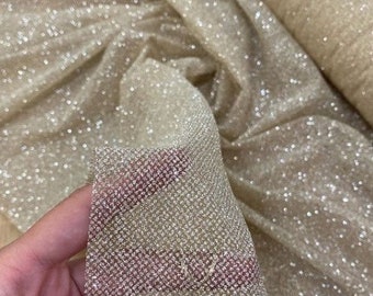 Shiny Glitter Sand fabric by yard Shining Ivory glued glitter lace fabric Blush Glitter Fabric Glitter fabric by the roll Wedding fabric