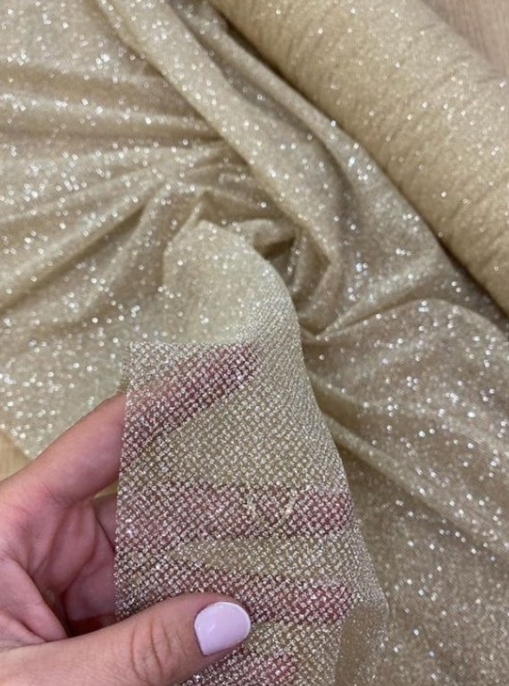 Sparkle Glitter Fabric by Yard Ivory Glued Glitter Lace Shimmer Fabric  White Glitter Fabric Wedding Sparkle Fabric Glitter Wedding Fabric 