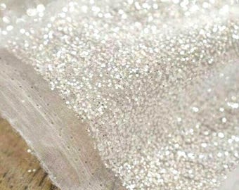 Shimmer Glitter Tulle Fabric by yard Ivory glued glitter lace fabric White Shimmer Fabric Glitter fabric Wedding fabric by yard Bridal tulle