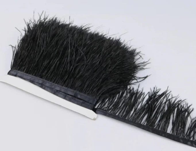 Wffs Black Ostrich Feather Trim Romper Black / M