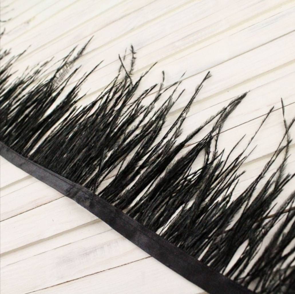 Black Ostrich Fringe Feathers by the Yard – Schuman Feathers