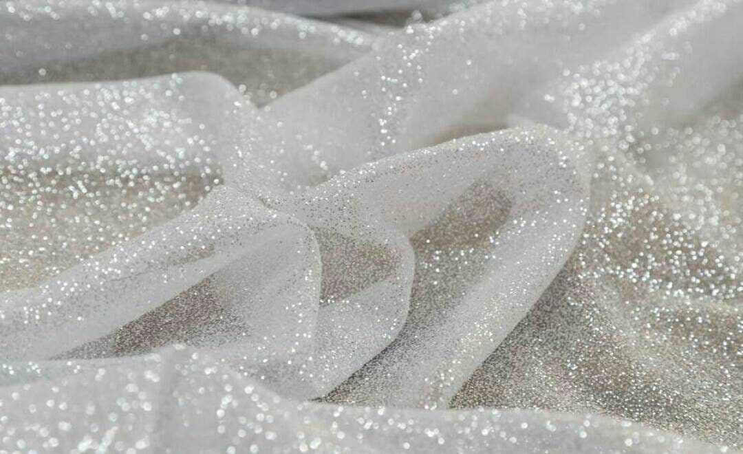 Excefore White Glitter Tulle Ribbon, Sparkling Tulle Rolls, 11 cm Width  Mesh lace Ribbon Spool Fabric (5 Meter) UAE