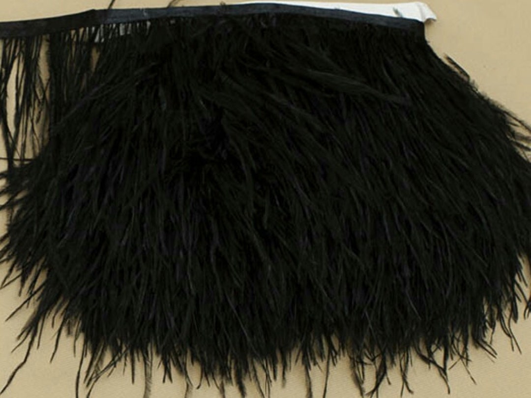 THARAHT Black Ostrich Feathers Trim Sewing Fringe 2Yard 4-6inch for DIY  Dress Sewing Craft Clothing Latin Wedding Dress Decoration Ostrich Feather