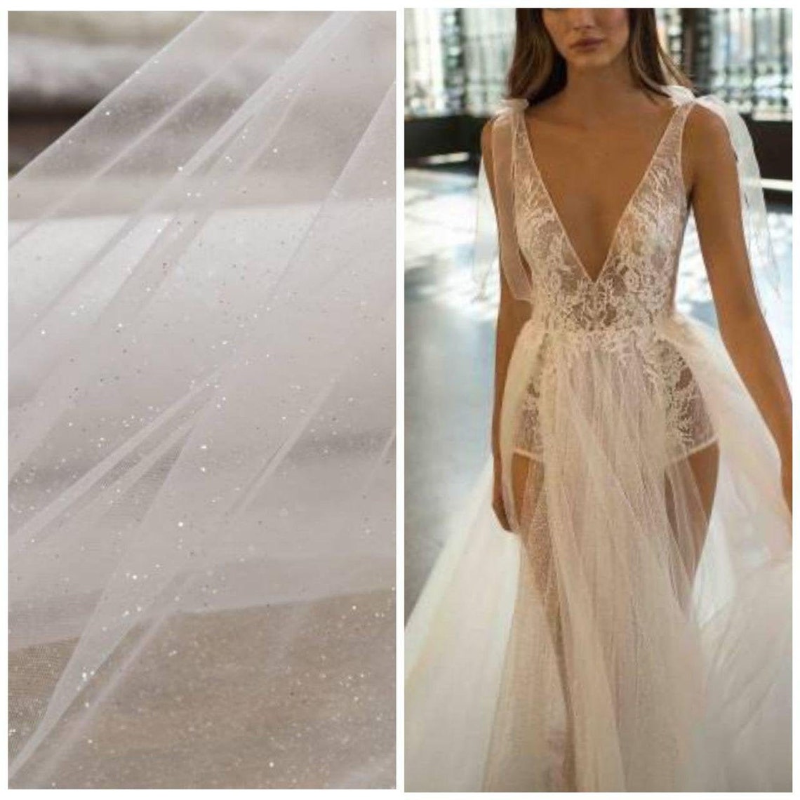 Hochzeit Glitzer 32 m Breite Tüll Bulk Stock Weiß geklebt Etsy