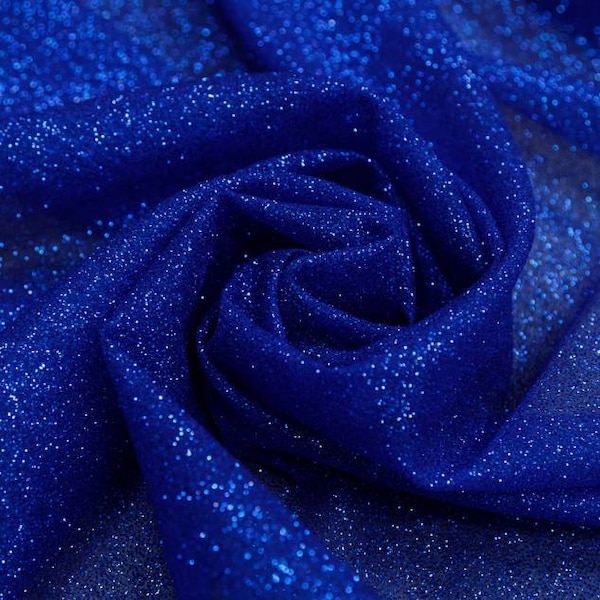 Glitter fabric by the yard Blue electric glued glitter lace fabric Blue Shimmer Fabric Glitter fabric by roll Wedding fabric Bridal tulle