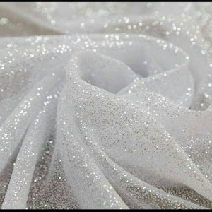 Glitter fabric by the yard - Ivory glued glitter lace fabric - White Glitter Fabric - Glitter fabric by the roll - Wedding fabric