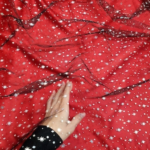Holografic Stars tulle fabric Tulle fabric Ivory glitter tulle Tulle fabric by yard Soft tulle fabric with stars Glitter stars tulle fabric